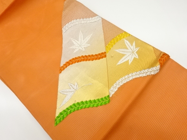 JAPANESE NAGOYA OBI FOR SUMMER / WOVEN MAPLE LEAVES